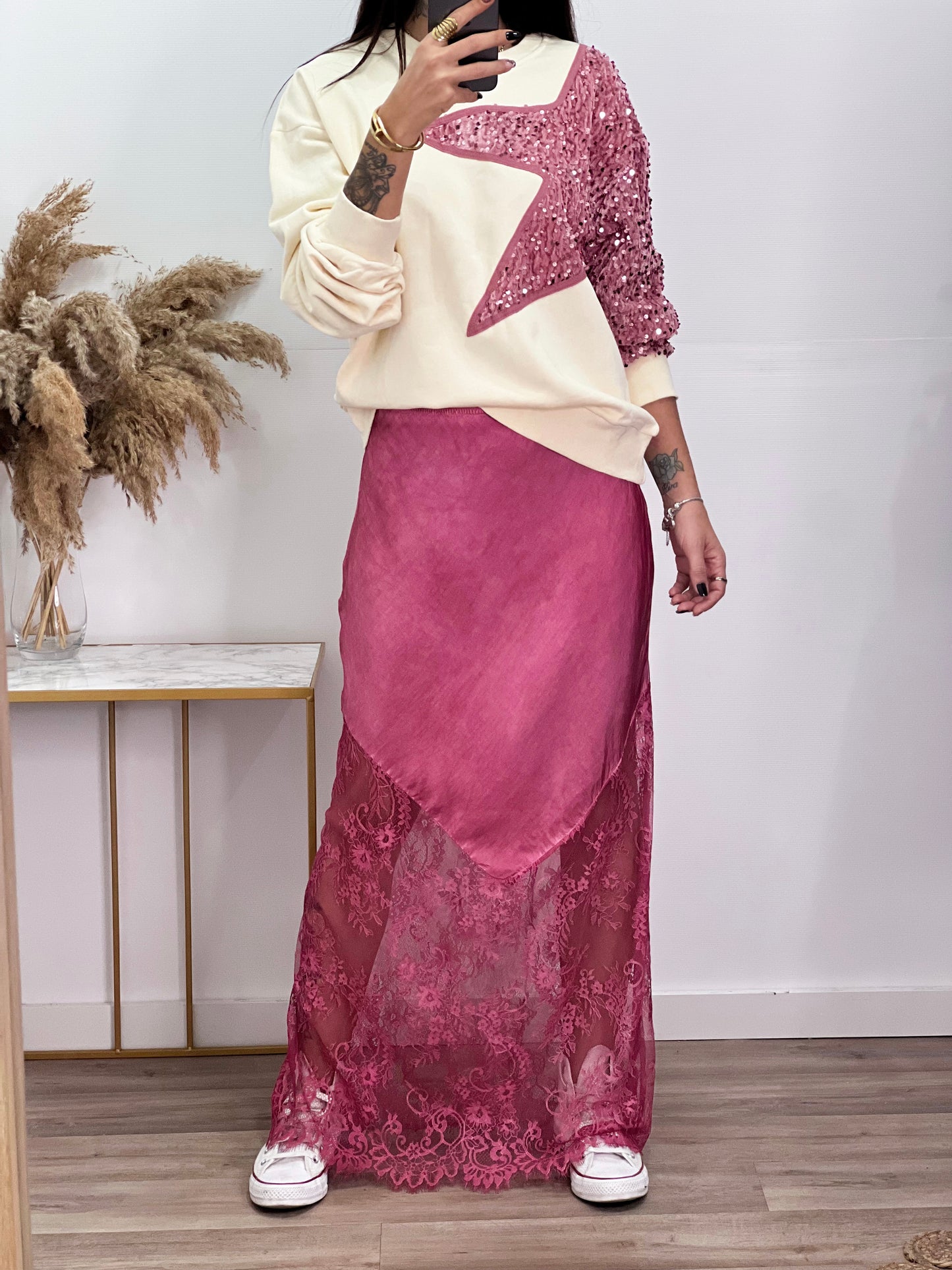 Falda Fabia Tono Vino •Exclusive• -Talla Unica- REF:390236324ON