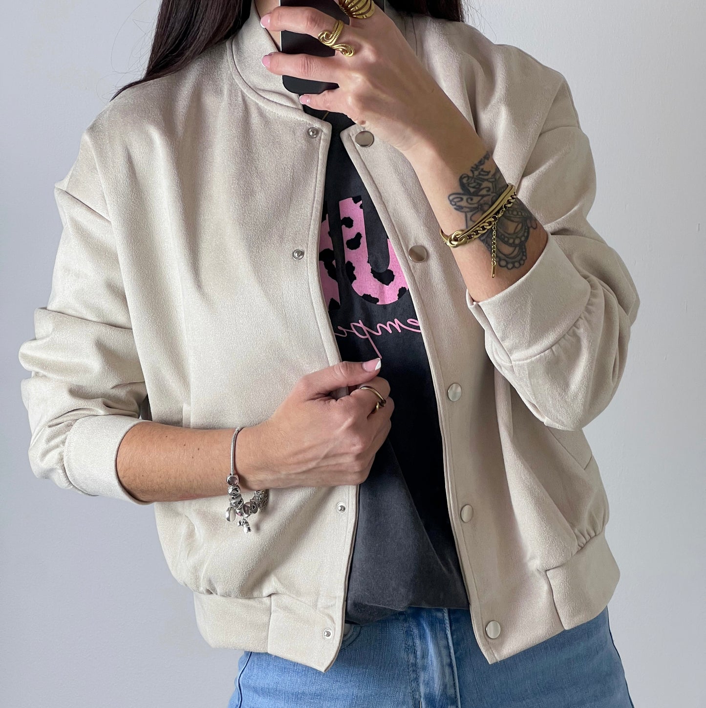 Bomber Paula Beige -Talla Unica- REF:23492N