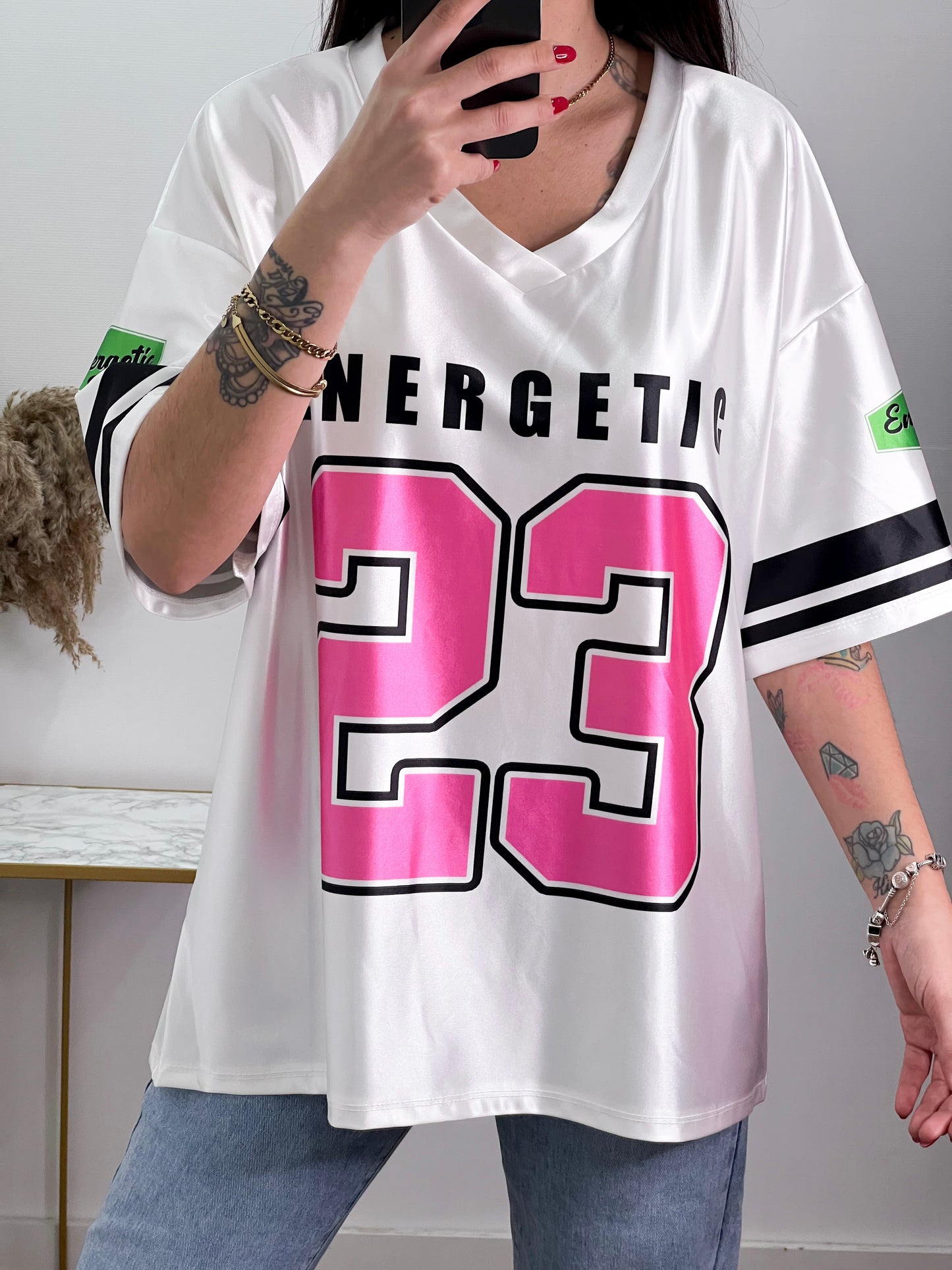 Camiseta Energetic Blanca Oversized -Talla Unica-REF:10948LD