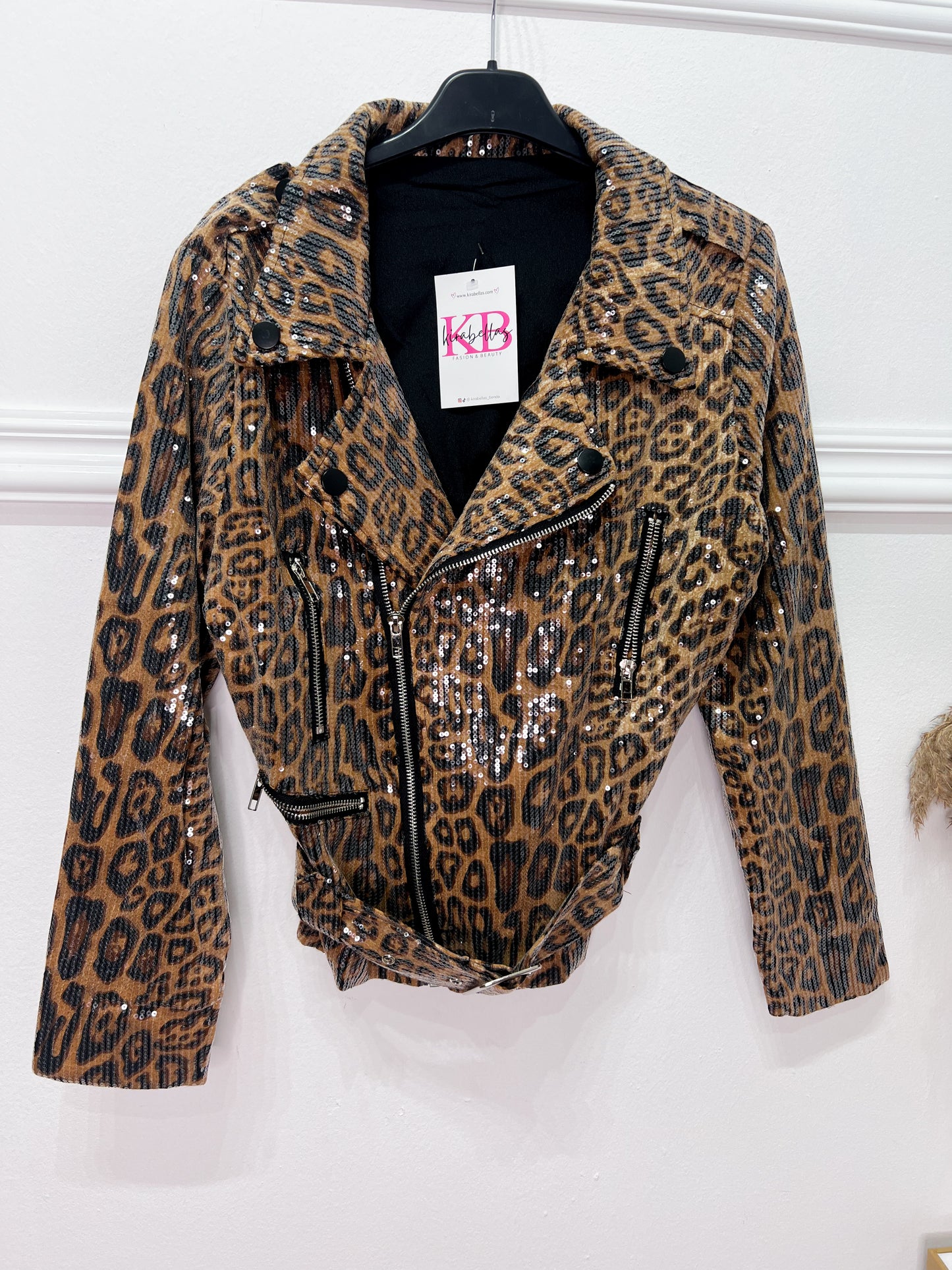 Chaqueta Biker Print Lentejuelas
