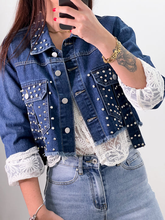 Chaqueta Denim Pedrería -Talla Unica- REF:24313E