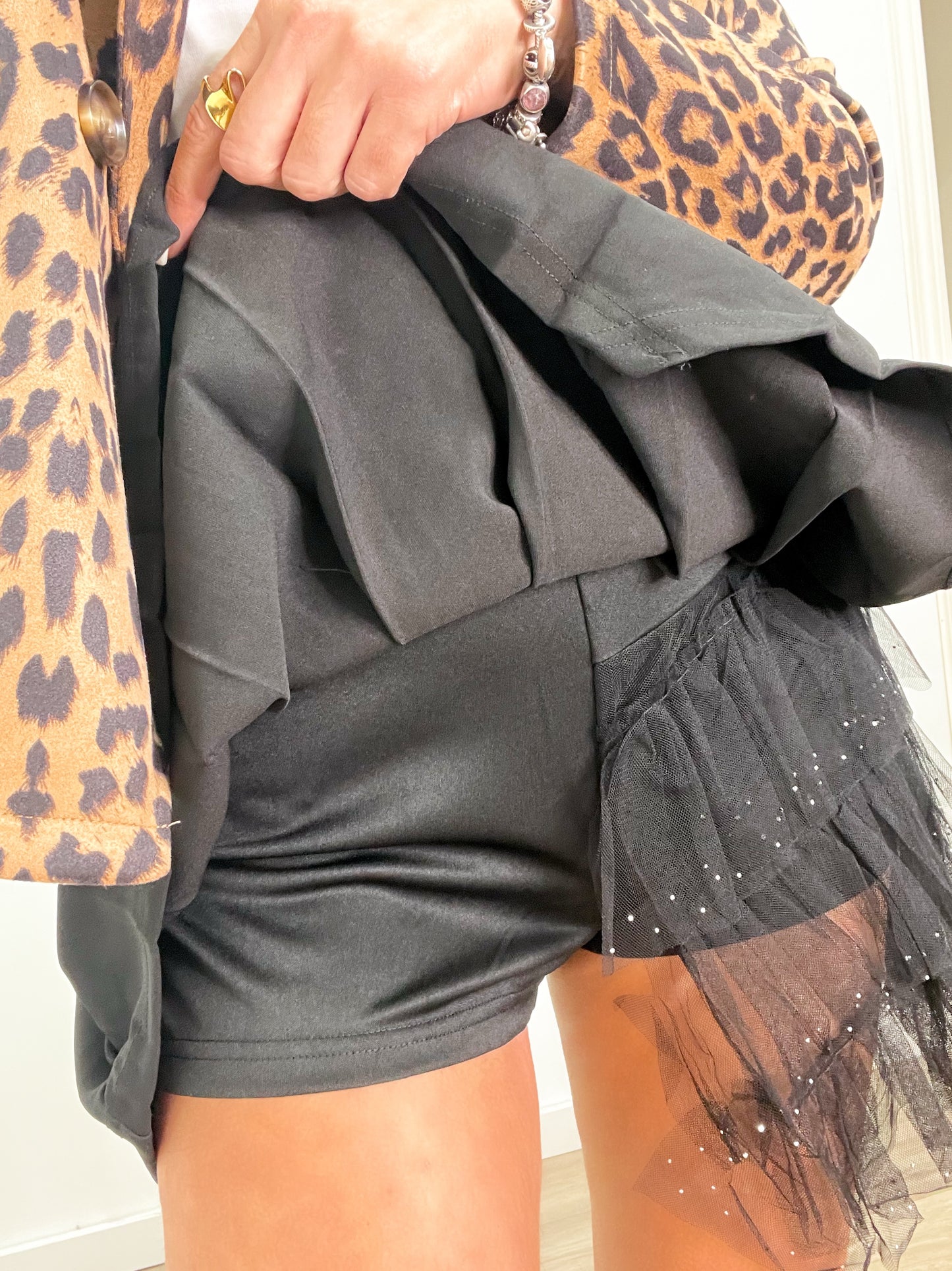 Falda Tablillas y Tulle Negra REF:V5728S