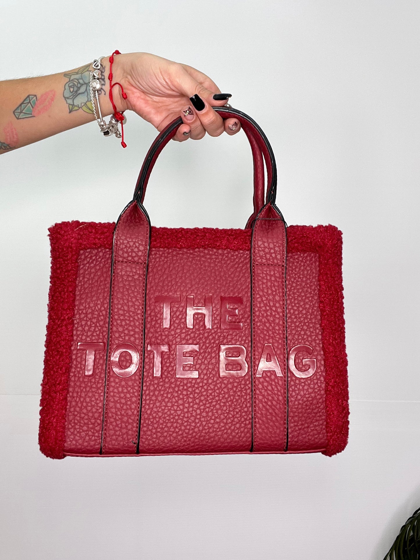 Bolso Tote Bag Borreguito Pequeño Burdeos