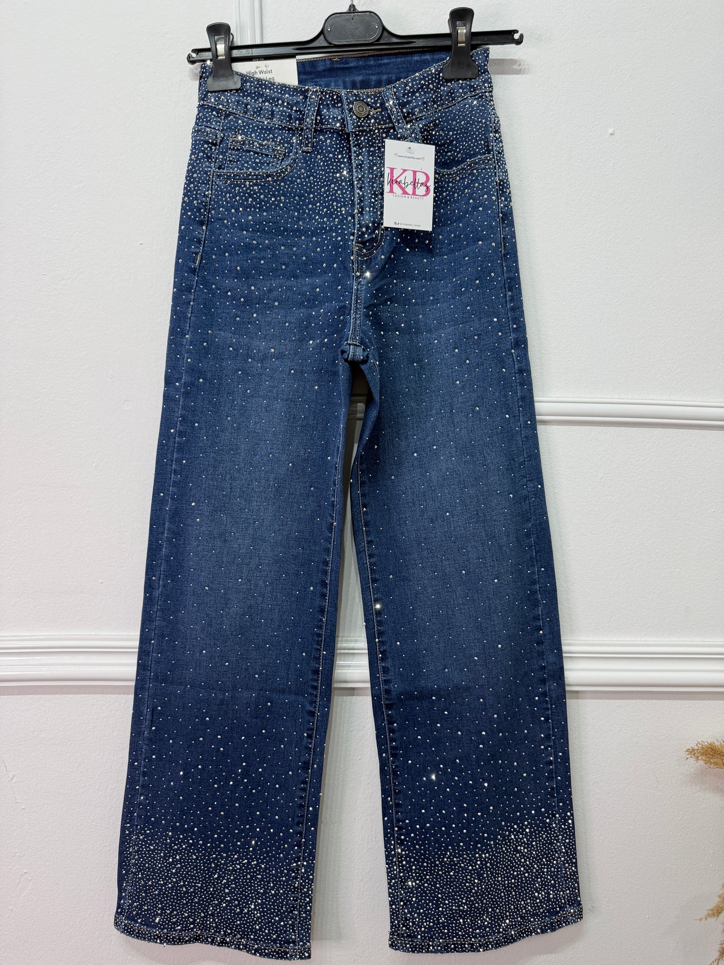 Pantalón Tejano Wid Leg Strass