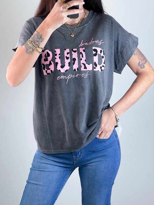 Camiseta Build Gris Desgastada -Talla Unica- REF:81314I