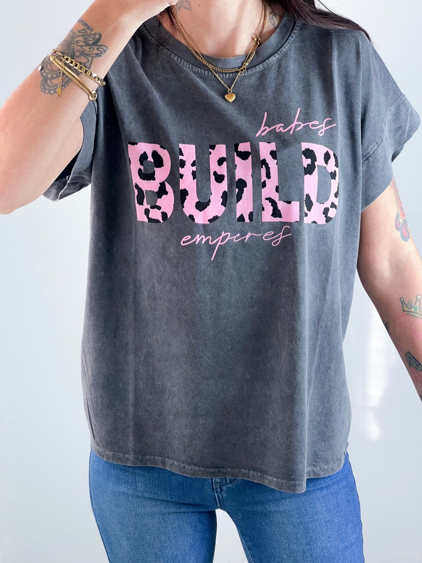Camiseta Build Gris Desgastada -Talla Unica- REF:81314I