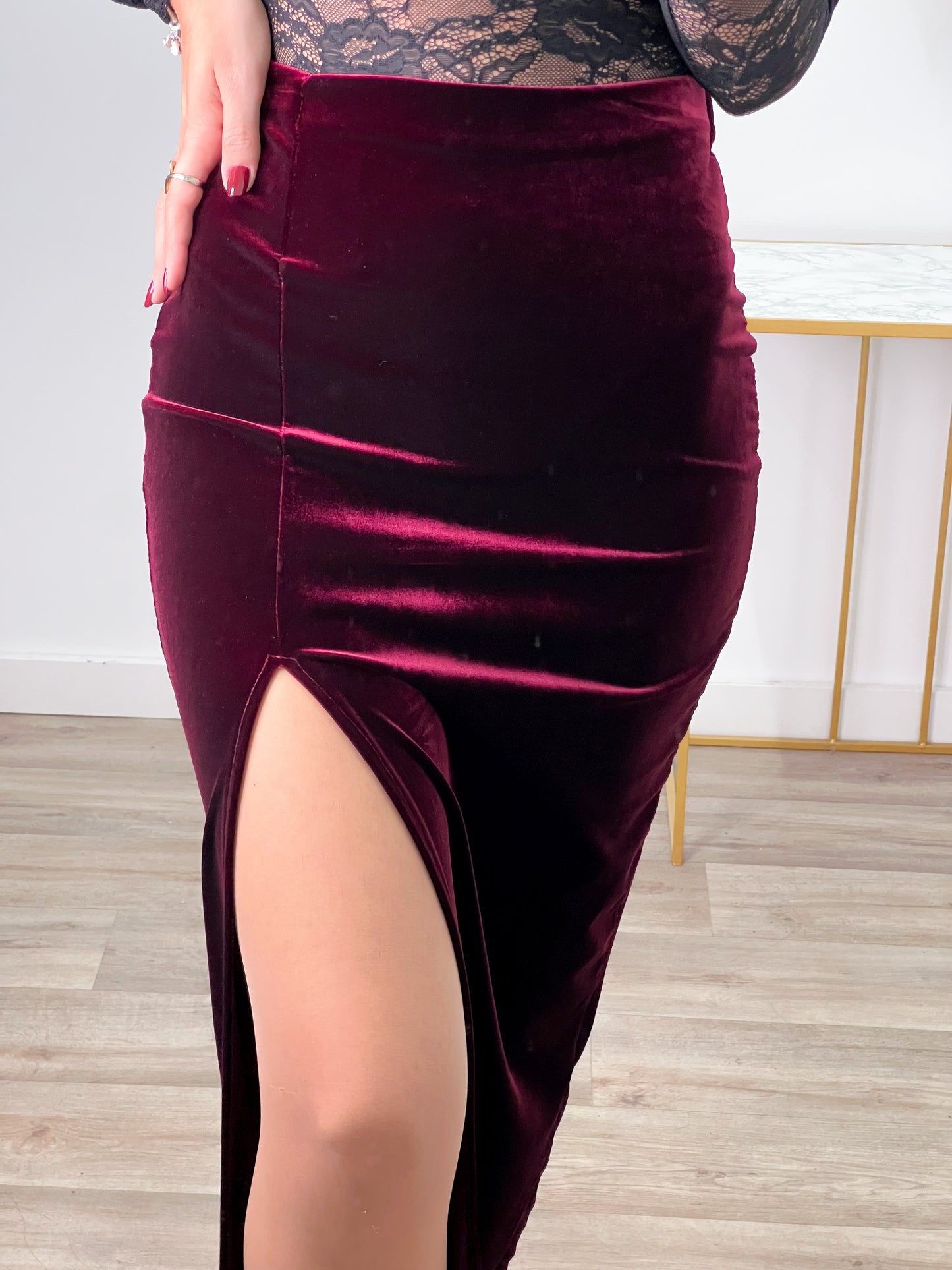 Falda Velvet Burdeos -Talla Unica- REF:132831CH