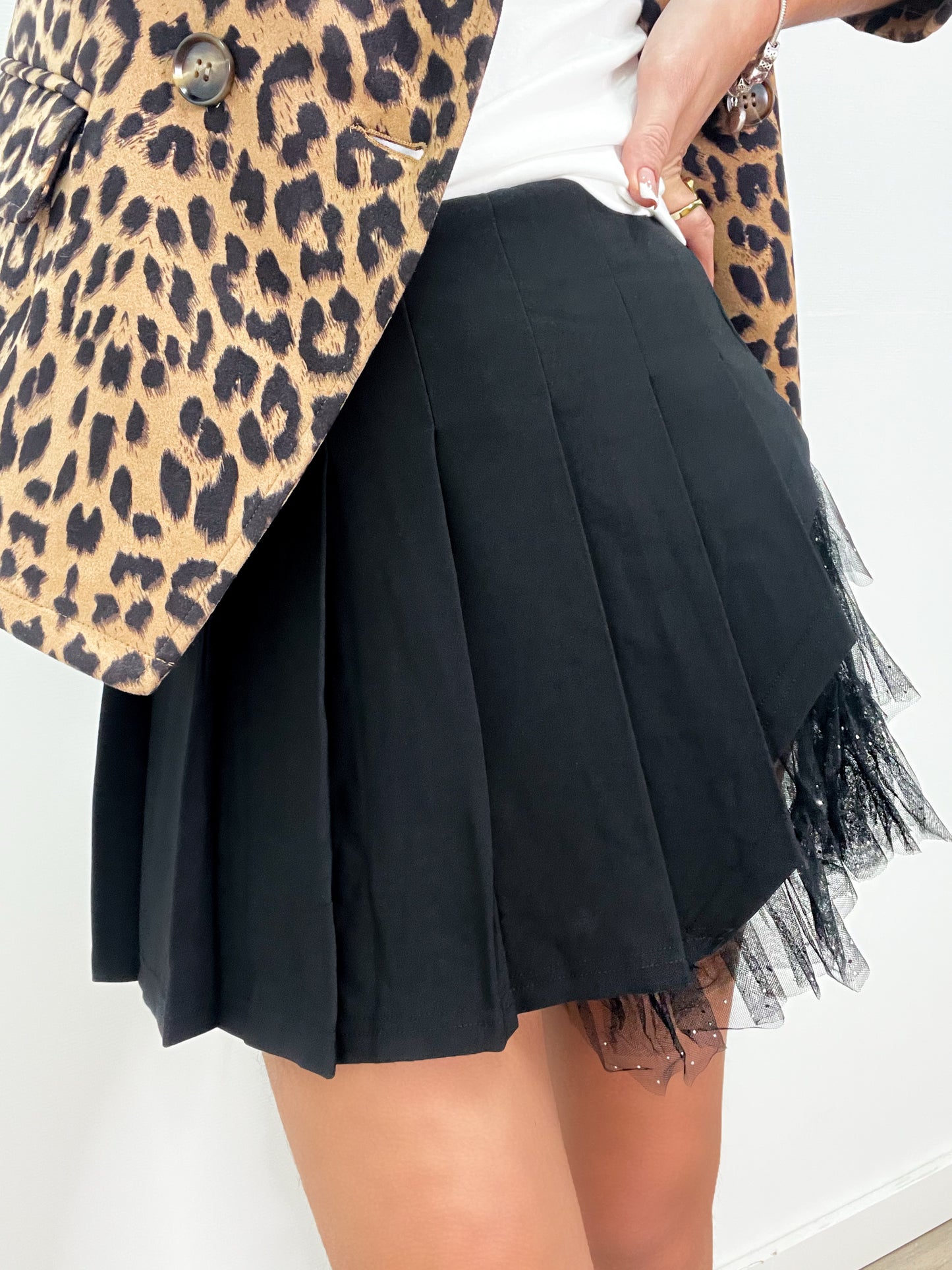 Falda Tablillas y Tulle Negra REF:V5728S