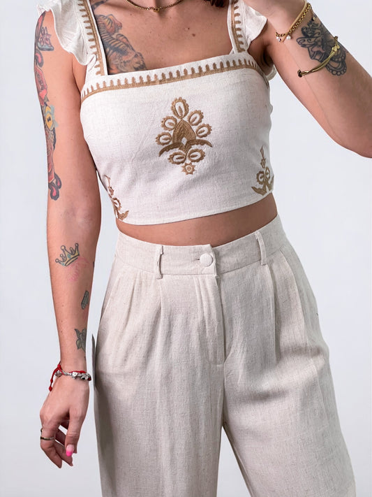 Top Grecia Lino -Talla Unica- REF:60362E