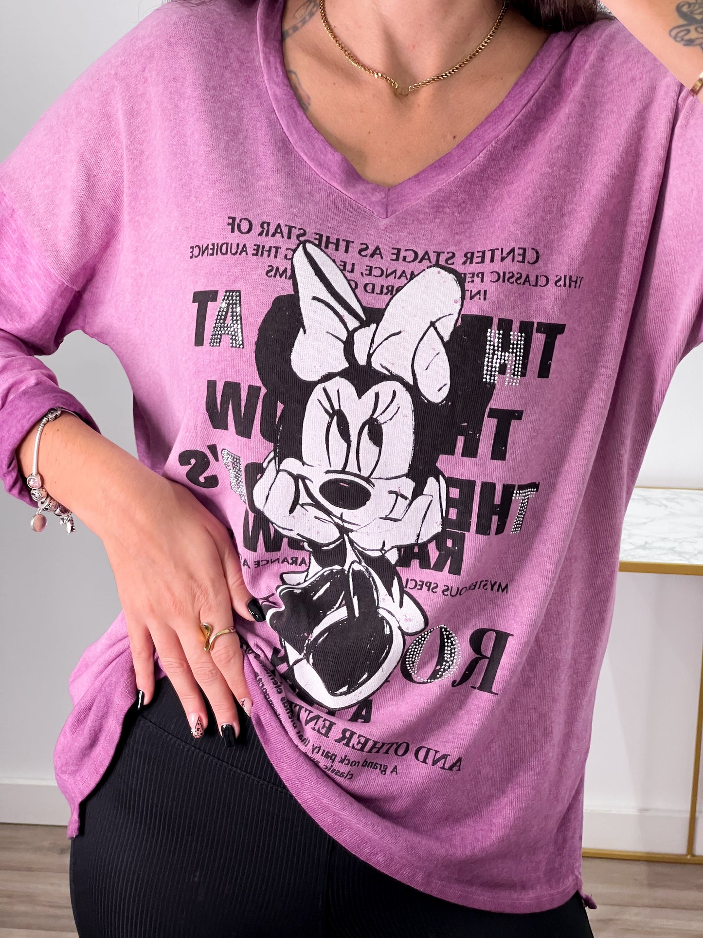 Camiseta Minnie Strass Morada -Talla Unica- REF:41645CB