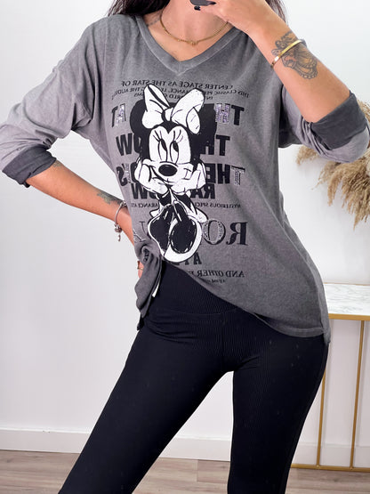 Camiseta Minnie Strass Gris -Talla Unica- REF:41645CB