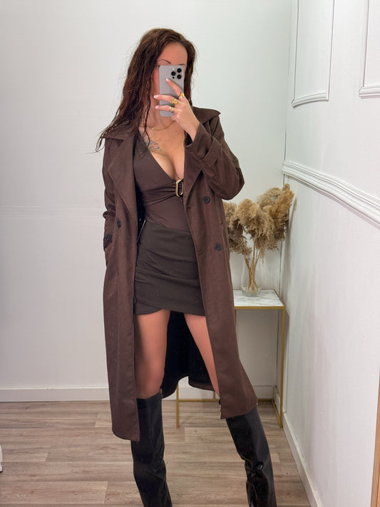 Abrigo Antelina Marrón Chocolate -Talla Única- REF:4595E