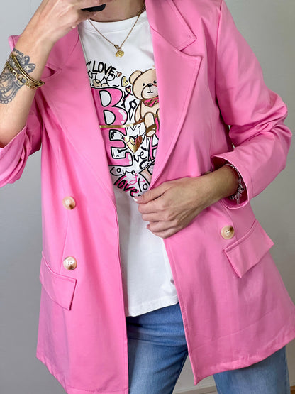 Blazer Oversize Safari Rosa -Talla Unica- REF:185090L