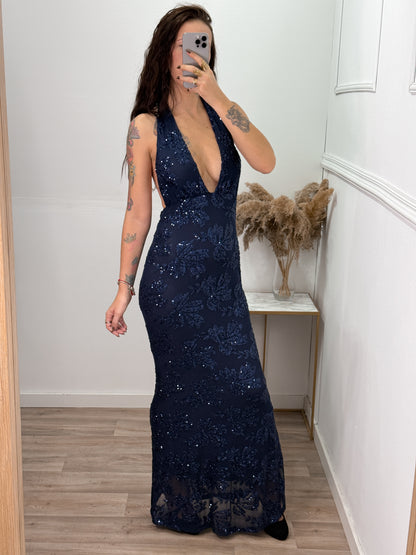 Vestido Giselle Azul Marino - Talla Unica - REF:27295CH