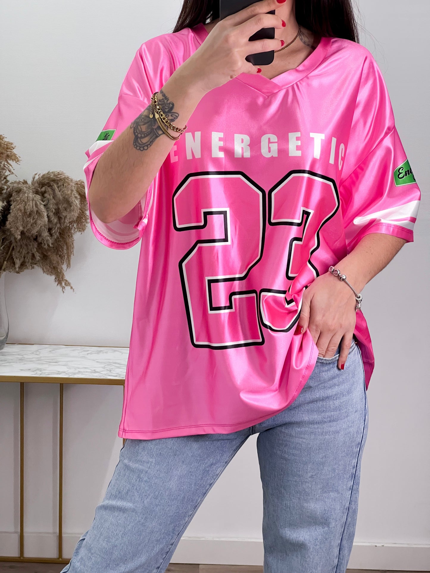 Camiseta Energetic Rosa Oversize -Talla Unica-REF:10948LD