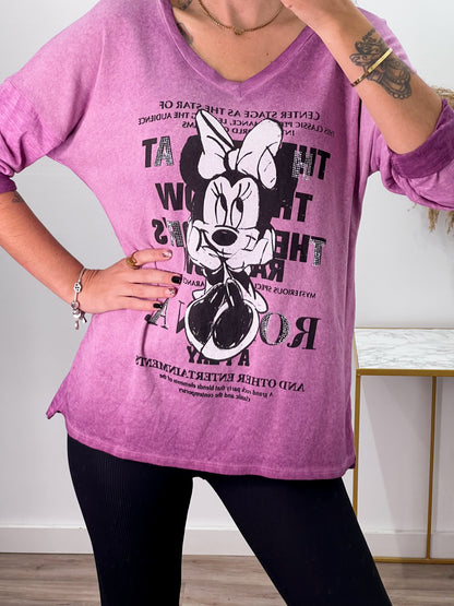 Camiseta Minnie Strass Morada -Talla Unica- REF:41645CB