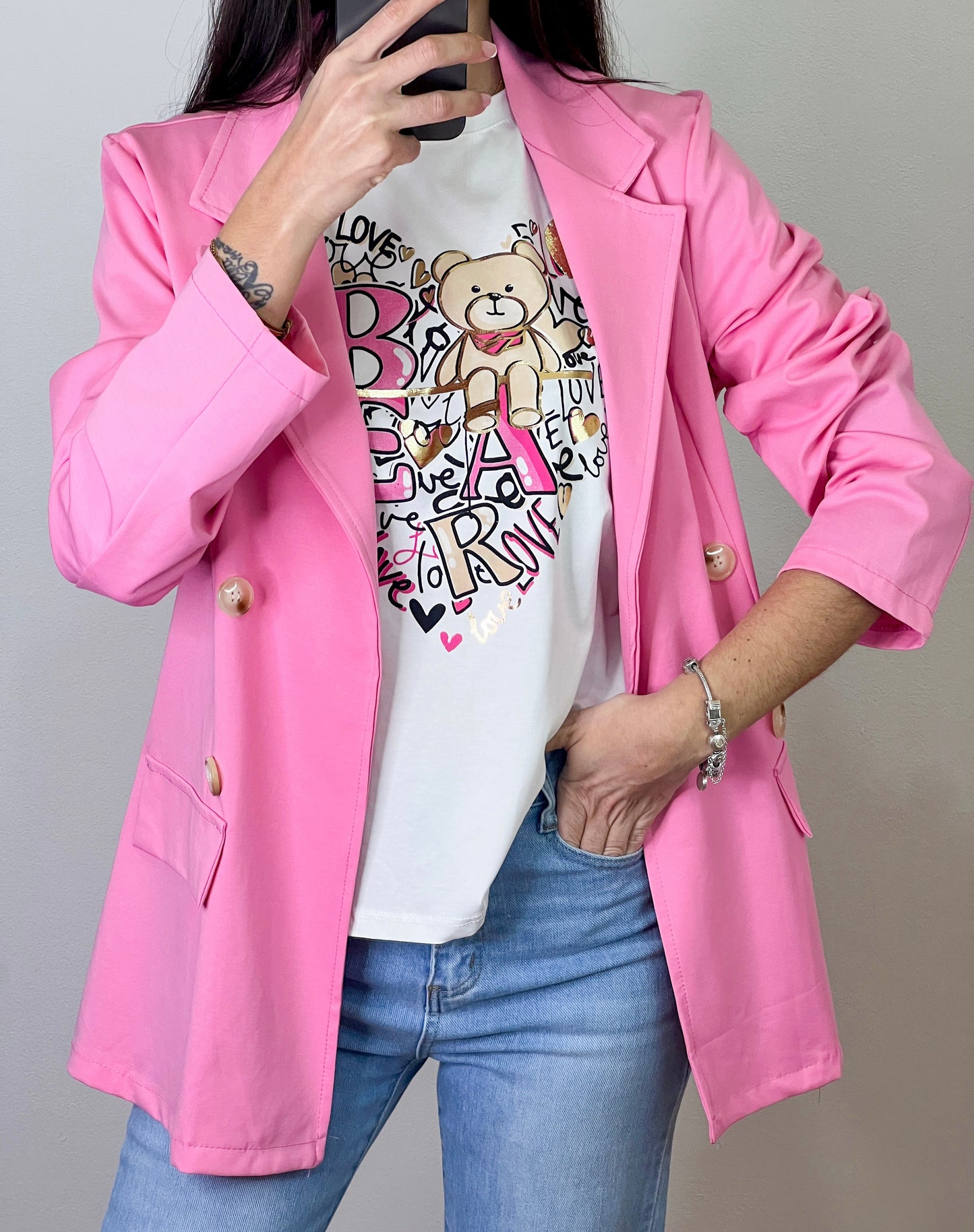 Blazer Oversize Safari Rosa -Talla Unica- REF:185090L