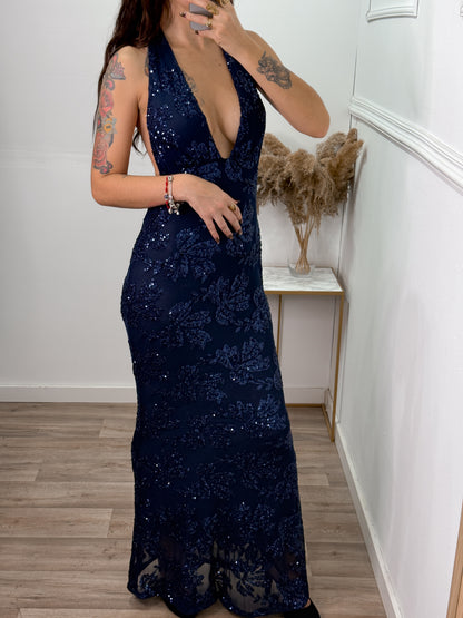 Vestido Giselle Azul Marino - Talla Unica - REF:27295CH