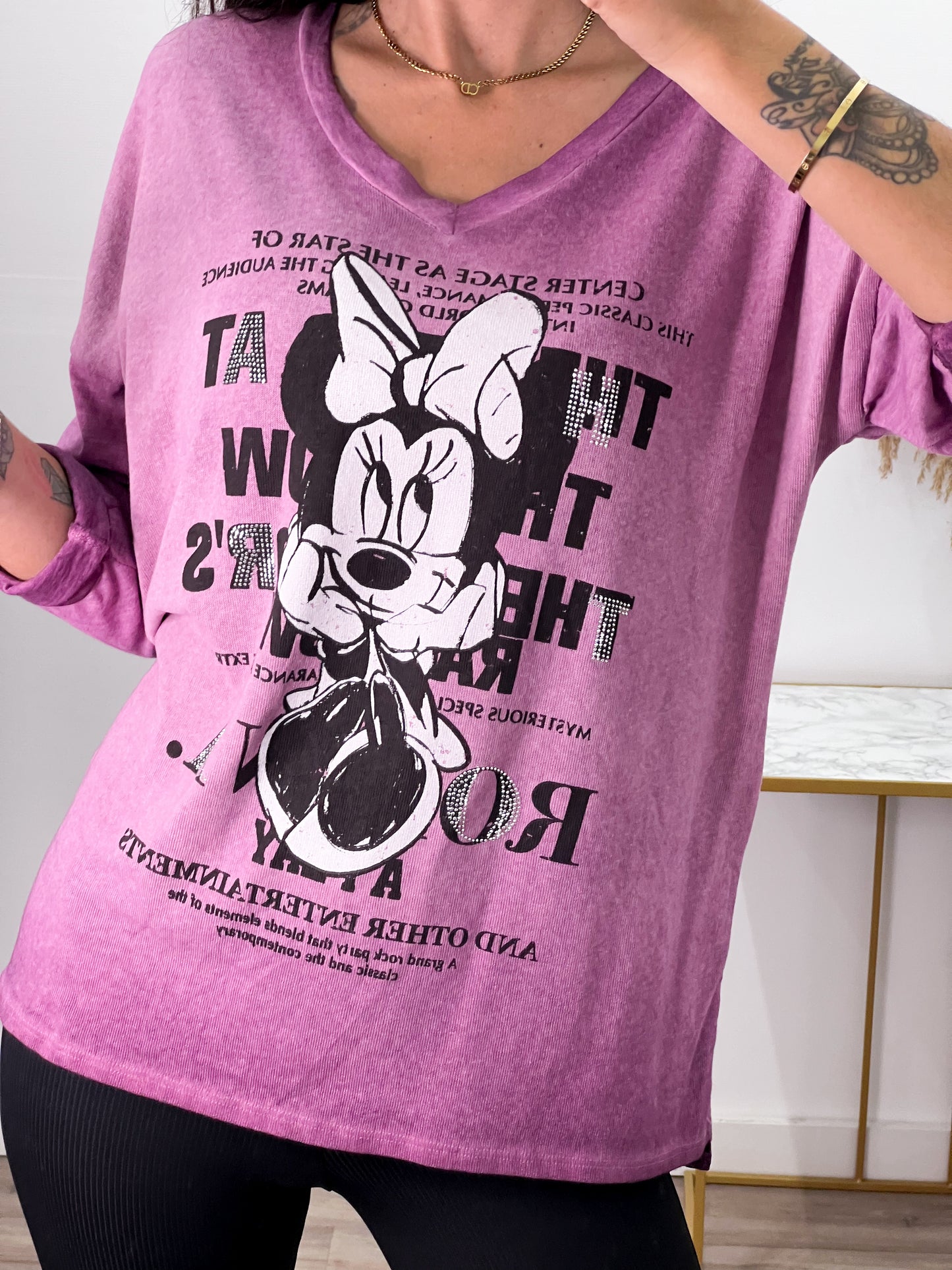 Camiseta Minnie Strass Morada -Talla Unica- REF:41645CB