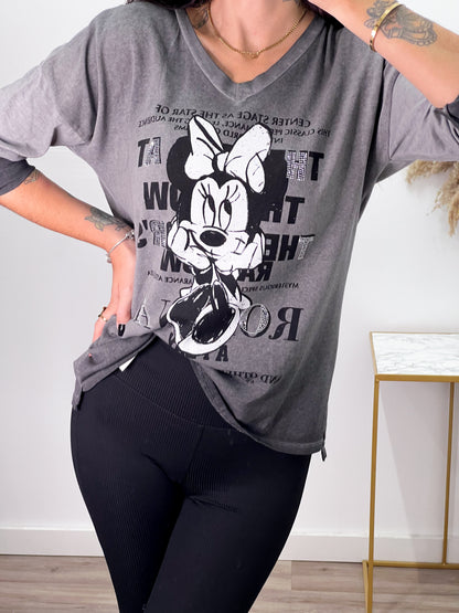 Camiseta Minnie Strass Gris -Talla Unica- REF:41645CB