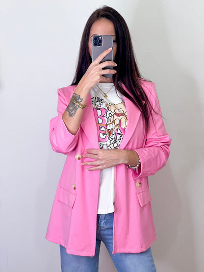 Blazer Oversize Safari Rosa -Talla Unica- REF:185090L