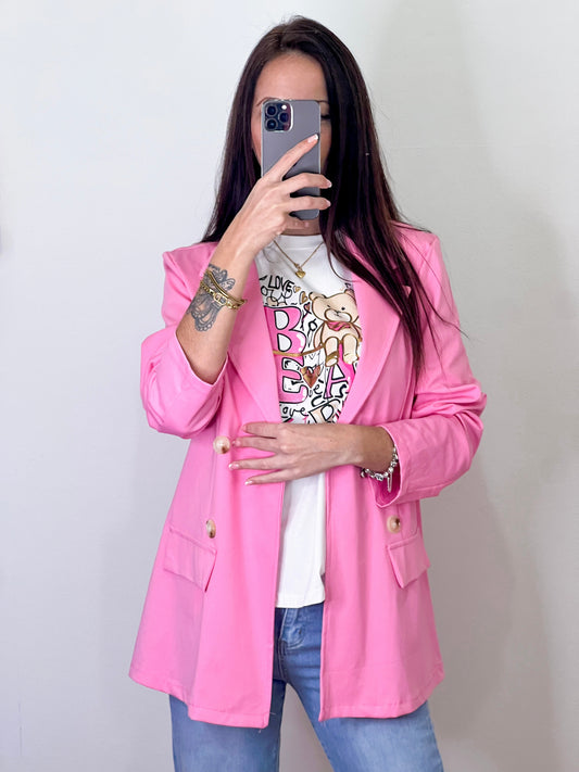 Blazer Oversize Safari Rosa -Talla Unica- REF:185090L